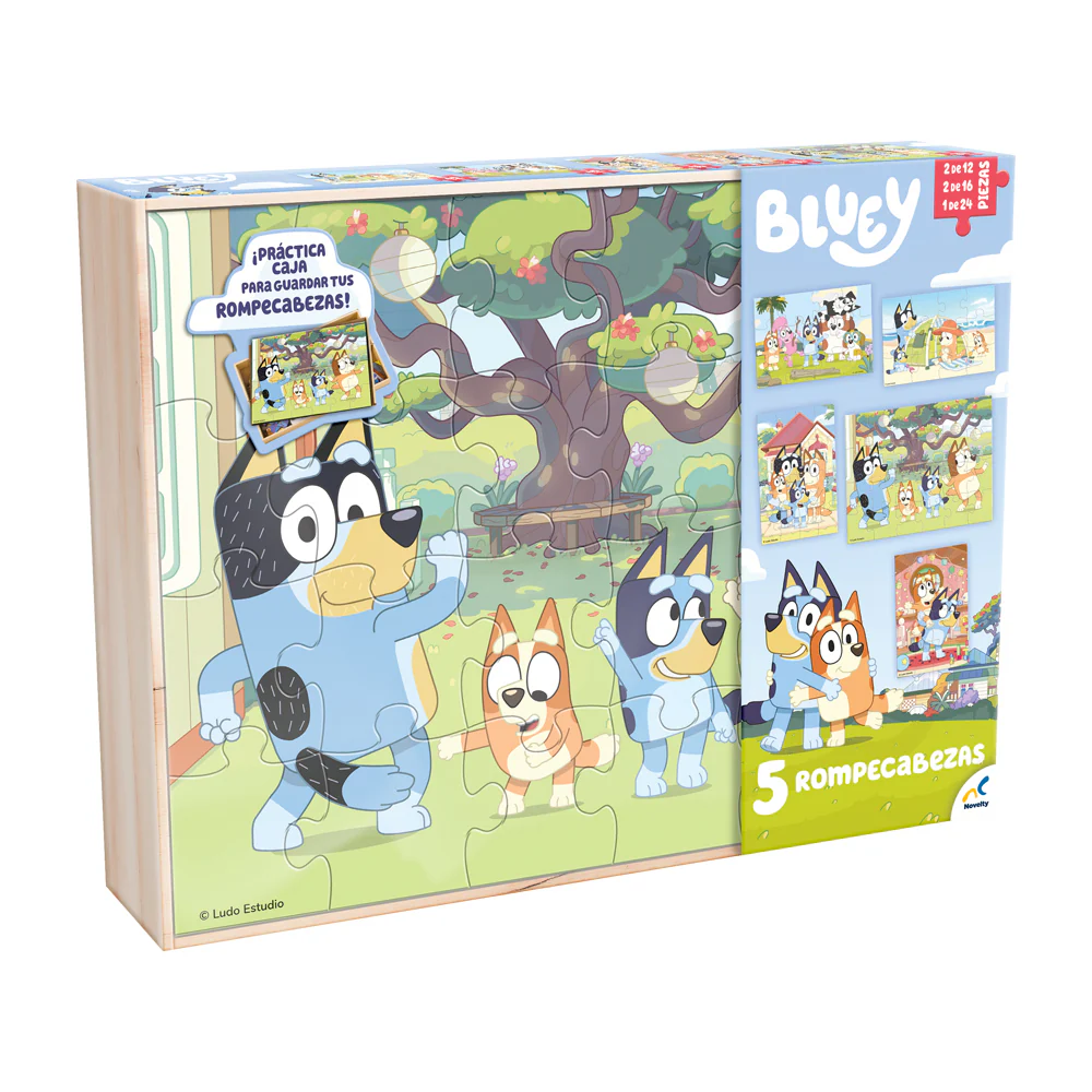 Bluey 5 en 1 en Caja de Madera, Novelty, JCA-4450
