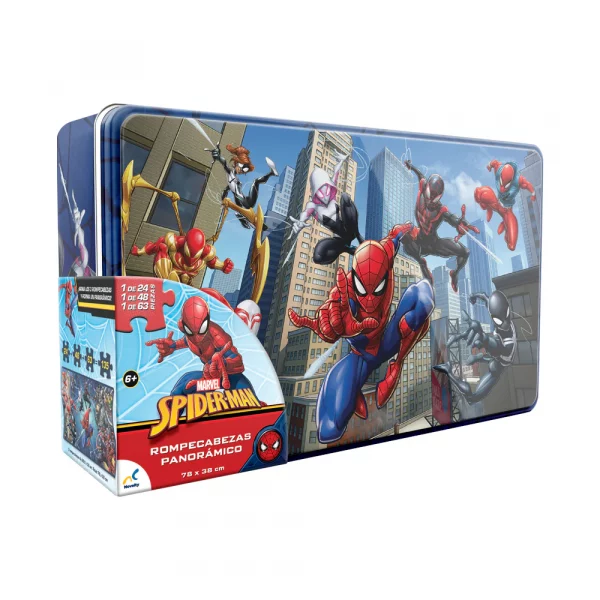 3 en 1 Spiderman Panorámico Caja Metálica, Novelty, JCA-4242