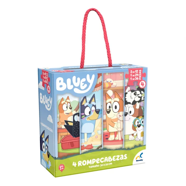 Bluey 4 en 1, 12, 24 y 36 pzas, Novelty, JCA-4857 - Papelería Zaragoza