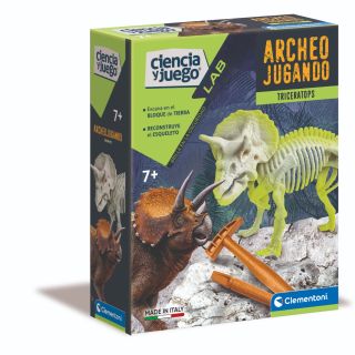 Arqueojugando Triceratops Fosforescente, Clementoni, 55538CL